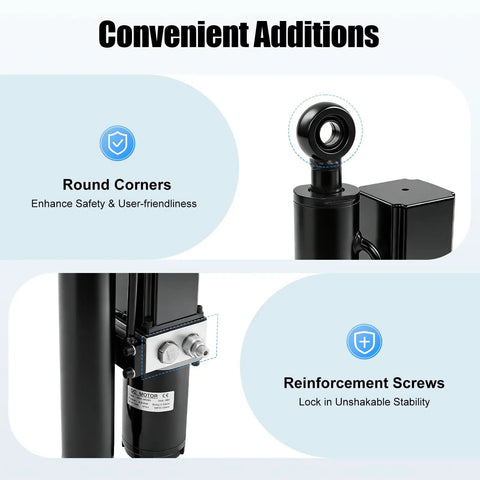 Heavy Duty 12V Electric Linear Actuator Built Like A Tank IP54 Waterproof Motor round corners and reinforcement screws for stability.
