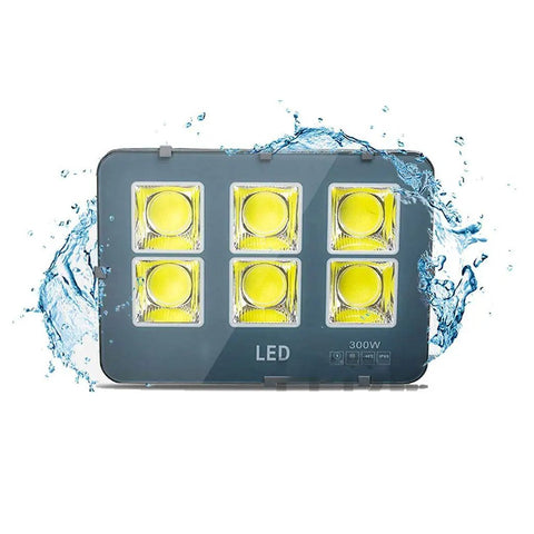 Tough As Nails Outdoor LED Floodlight Heavy Duty Rechargeable Work Lamp With Explosion Proof Aluminum Body And Crackin Bright Light for patios, showcasing six bright LED bulbs.