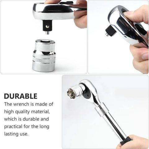 Heavy Duty Badass Shop Rated Steel Expanding Ratchet Wrench Featuring Lightning Fast 72-Tooth Swivel Action with quick release mechanism.