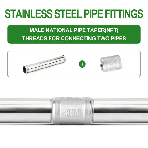 Stainless Steel Pipe Fittings 2 Inch NPT Male To 2 Inch NPT Male Nipple, 10 Inch Length, 304 Stainless Steel plumbing connector