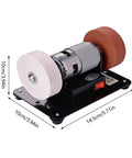 Mini Bench Grinder With Powerful 100 Watt Brushless Motor for sharpening metal and wood on a compact desktop power tool.