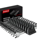 Magnetic Modular Wrench Organizer Set with Wrench Holder and Drawer Rack, Strong Neodymium Magnets, Metric and SAE Labels shown