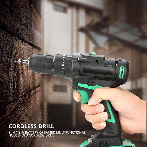 Professional Grade Heavy Duty Badass Cordless Drill 21V Electric Power Tool 45Nm Direction Reversible Switch Us Plug 110V For Wood And Metal Auto Repair Jobs drilling into wood.