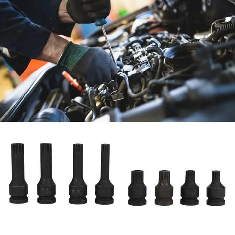 Eight Piece Twist Tight Socket Set With Zero Play And Rock Solid Grip For Beaters And Daily Drivers Cr Mo Steel Drive Tools Garage Essentials With Durable Case, shown in use on engine.