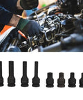 8 Piece 12 Point Socket Wrench Set Built Tough With Solid Cr Mo Steel, 1/2 Inch Drive Auto Repair Kit for engine work.