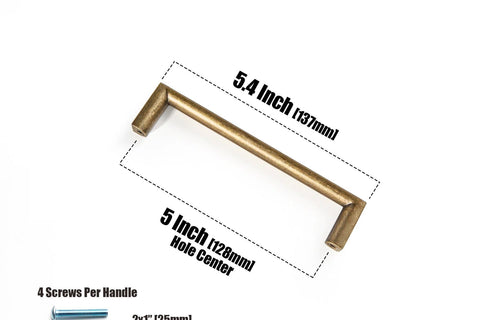 Six Pack Of 5 Inch 128mm Retro Zinc Alloy Cabinet Handles Antique Brass Cabinet Pulls dimensions diagram.