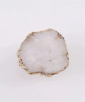 Fresh White Geode Cabinet Knob Set With Slick Gold Plated Crystal Drawer Pulls And Easy Install Gemstone Cupboard Handles For Your Kitchen Bathroom Upgrade, close-up of white geode knob.