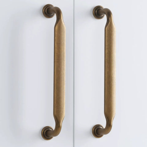 Straight Up Premium Antiqued Brass Cabinet Pulls 5 Inch 10 Pack Rock Solid Alloy Drawer Handles on white cabinets