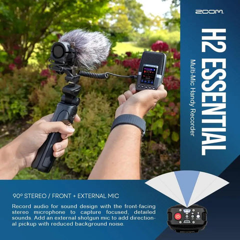 Portable Multi Mic Handheld Audio Recorder With 32 Bit Float Recording Killer Slick Accessory Kit featuring a microphone on a tripod outdoors.