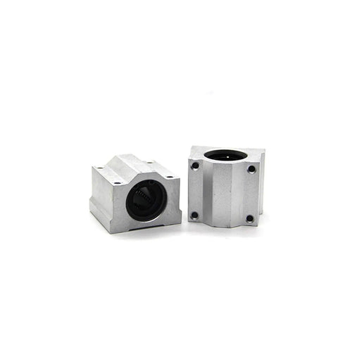 4 Pcs SCS16UU Linear Motion Bearing Slides For CNC Parts, 3D Printer Parts, And Precision Machine Tools, Slick Ultra Smooth Guide Rails For DIY CNC, Milling, And Robotic Projects. Silver aluminum linear bearing blocks with black inserts