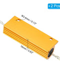 Two Pack 100W 100 Ohm Aluminum Shell Wirewound Power Resistors with golden aluminum housing and mounting screws visible