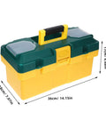 Grab And Go Plastic Toolbox Featuring Nifty Small Parts Compartments For Weekend Warriors And Road Trips in green and yellow.