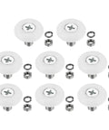 22mm Nylon Drawer Rollers 8 Pack With Stainless Steel Screws No Sweat Replacement Pulleys For File Cabinet Slides, white nylon wheels and metal washers.