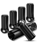 24pc Dope Black Spline Lug Nuts Set 14X15 Pitch Universal Fitment For Any Ride Includes Locking Tool and tight secure grip, six black lug nuts.