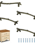 Branch Twig Cabinet Knobs Bronze Zinc Alloy 4 Pcs 96mm Vintage Dresser Drawer Handles with screws and nightstand display