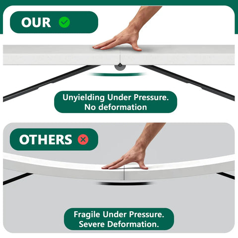 Comparison showing Six Foot Folding Table Portable Picnic Table For Indoor Outdoor Use stability versus fragile alternative.