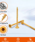 Tan Coated Outdoor Deck Screws 8 x 1 Inch Self Tapping Wood Screws With Torx Star Drive Coarse Threads For Exterior Use 200 Pack Includes T25 Drive Bit Rust Resistant And Easy To Install.
