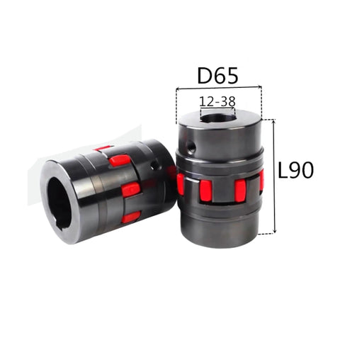 Kickass Star Elasticity Coupling With Plum Spider Flex Disc, 65mm diameter, 90mm length for 15mm to 35mm shafts.