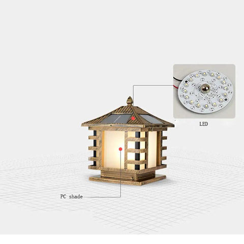 Vintage Solar Post Light For Outdoors Knockout Durability Rock Solid Weatherproof Led Garden Column Lantern in detailed view.