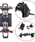 TRX-4 1/10 Scale RC Crawler Chassis Frame With 313mm Wheelbase And Differential Portal Axle Beefed Up High Low Speed Gear Durable Nylon CNC Frame Upgrade For Crawler Car Without Tires showcasing axles and gears details.
