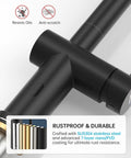 Close-up of Matte Black Touchless Kitchen Faucet With Pull Down Sprayer, Hands Free Sensor, Stainless Steel Smart Faucet highlighting durability
