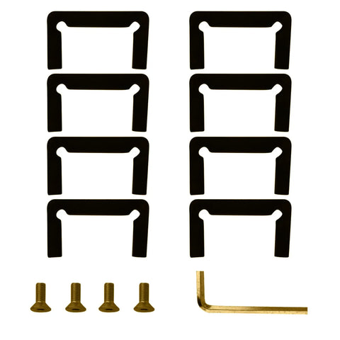 Polished Brass Glass To Glass Hinge With Rounded Corners And Beveled Edges Designed For Heavy Duty Shower Doors Offering No Sweat Installation And Built Tough Construction Perfect For Any Weekend Warrior Bathroom Upgrade Project, includes black mounting brackets and screws.