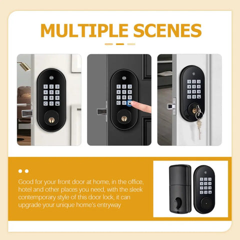 No-Fuss Electronic Keypad Deadbolt Lock With Seamless Keyless Entry Backup Wrench Key And Smart Auto Locking for multiple entrance scenes.