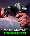 Built Different 24V Brushless Cordless Drill Driver Kit With Two 2.0Ah Stacked Lithium Batteries And Quick Charge Pack Offering 1400 Inch Pound Torque Beast Mode And Two Speed Options For Serious Site Work with full-metal ratcheting chuck.