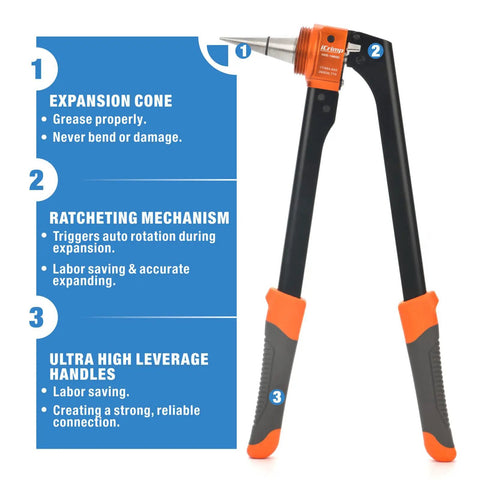 PEX Expansion Tool Kit With Auto Rotate Expander For One Half Inch Tubing Fits Uponor Wirsbo ProPEX Sleeves