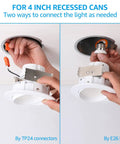 Installation of 4 Inch Retrofit LED Gimbal Recessed Light Pack Of Four Dimmable Adjustable Downlight With Swivel Eyeball using connectors
