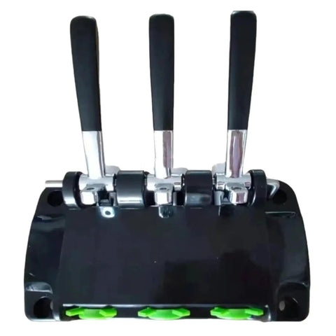 Handy Manual Discharge Valve For Ice Cream Machine With Flexible Soft Parts, Quick Fit For Various Models, Smooth Operation, Reliable Seal, And Durable Components For Consistently Creamy Scoops, black metal valve with three levers