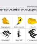 Easy replacement of accessories for Compact Mini Excavator Loader with Folding Backhoe and Air Conditioned Cab