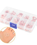 Copper Crush Sealing Washers Assortment Kit With Beefy Bolts For Car Oil Drain Plugs And Plumbing Fittings in clear storage box.
