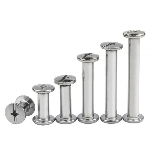 Tough As Nails M4.5 Stainless Steel Binding Screws For Photo Albums Diaries And Menus Rustproof, various sizes displayed.