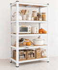 Heavy Duty 5 Tier Garage Storage Rack With Reinforced Mdf Boards And Sturdy Galvanized Steel Frame Built Tough As Nails For The Workshop Or Basement Moving Up To 1929 Pounds White Standard displaying kitchen items and decor.