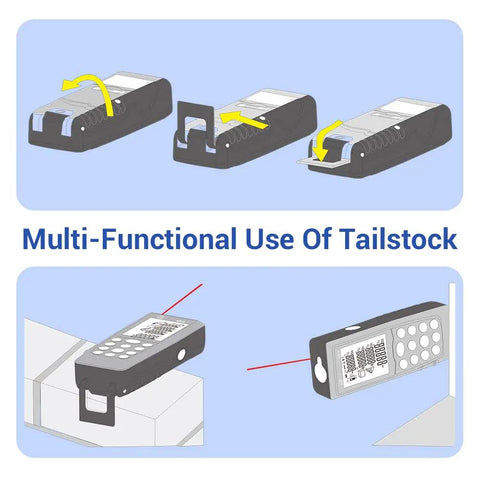Illustration of Rock Solid Bluetooth Laser Distance Measurer With 229 Foot Range And IP54 Weather Defense in multi-functional use.
