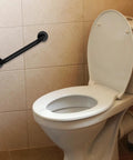 Tough As Nails 4 Pack Bathroom Grab Bars In Satin Black 20 Inch Long 304 Stainless Steel Safety Rails mounted next to toilet