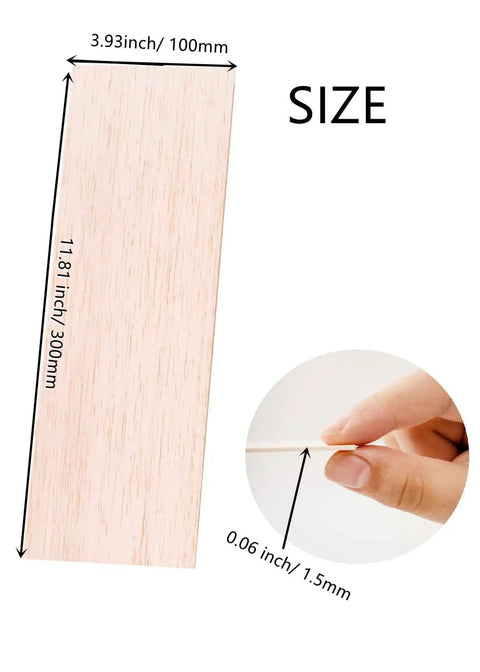 Balsa Wood Sheets Bundle One Sixteenth Inch Thick 4 By 12 Inches Natural Unfinished Wood For DIY Crafts And Model Making Perfect For House Airplane Ship And Boat Projects Wooden Plate Blocks For School Projects 300x100x1.5mm size chart