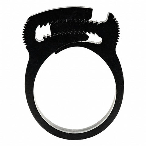 Double Grip Nylon Plastic Hose Clamp Black Double Tooth 1.82 To 1.98 Inch Clamping Diameter HC U PA66 BK 802NK8 High Strength Snap On Hose Clip For Automotive Marine Machinery And Industrial Use.