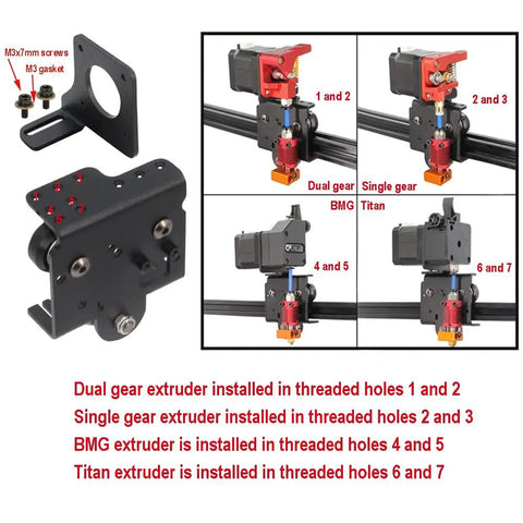 Tough Aluminum Direct Drive Extruder Support Plate For Ender 3 Ender 3V2 CR10S 3D Printer Upgrades with installation examples.