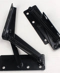 Two Pack Heavy Duty Sofa Bed Spring Hinges With 80 Degree Swing ideal for folding cabinet lift up support, featuring sturdy black metal construction.