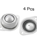 Pro-Grade 1-1/4 Inch Carbon Steel Ball Transfer Bearings, Flanged Omnidirectional Caster Wheels for Conveyor Tables and Router Work, Smooth Rolling 360 Degrees, 4-Piece Kit close-up view of two ball transfer bearings