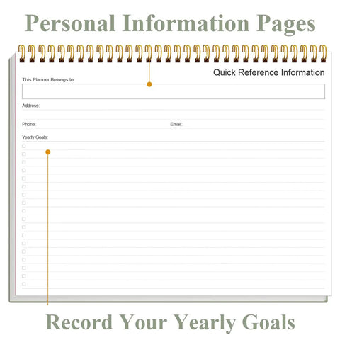 Personal information page of Weekly Productivity Planner Notepad For Busy Pros, 8.5 by 11 Inch Dashboard Organizer With Six Focus Areas