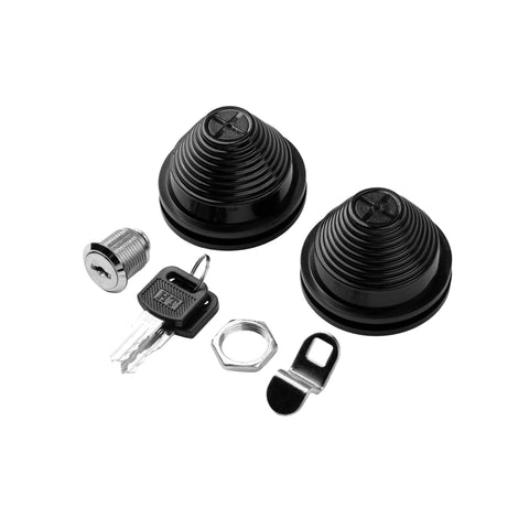 Lockable 2U Wired Microphone Rack Drawer Stores 10 Pro Mics With Tidy Recording Cabling Crafted From Gnarly Heavy Steel, components including locks and keys.