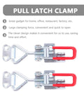 Two Pack Adjustable Quick Release Toggle Latch Clamp With Lock Hole for cabinets and boxes on white background.
