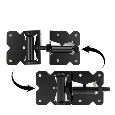 Heavy Duty Iron Self Closing Gate Hinges With Reliable Quick Release Pins, showing tool-free setup for easy installation.