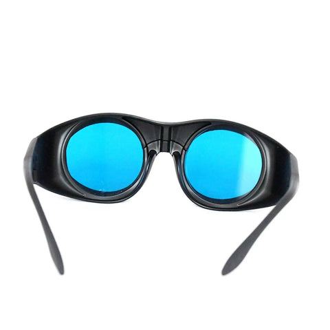 Hardcore Laser Safety Eyewear And YAG Protective Goggles For 808Nm 850Nm 980Nm 1064Nm Beams, black frames with blue lenses.