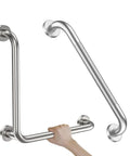 Brushed Nickel L Shaped Grab Bar 16 Inch Rock Solid Wall Mount Safety Handle Heavy Duty Rustproof Stainless Steel Assist Rail