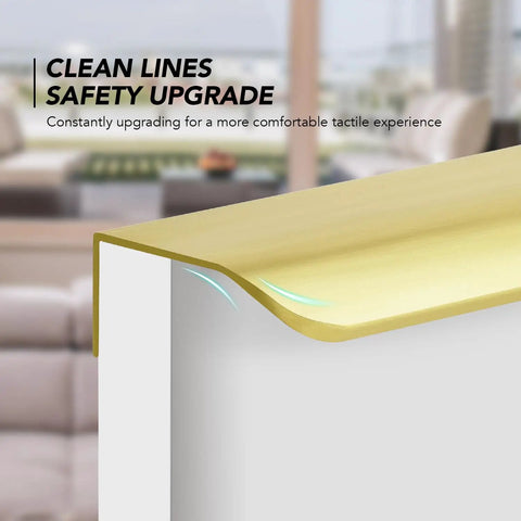 Premium Gold Cabinet Handles Finger Edge Pulls sleek brushed finish on cabinet edge for a modern stylish look.