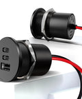 Heavy Duty 78W Triple Port Car Charger Socket Featuring Dual Usb C Fast Charge Plus Single Usb A Plug matte black design with metal accents